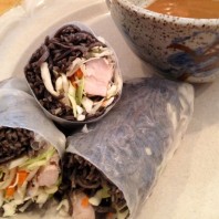 Black Bean Pasta & Chicken Summer Rolls With Thai Peanut Sauce