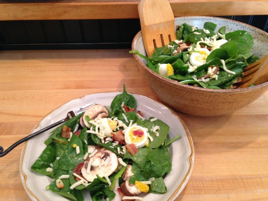 Simply Made Spinach Salad With Bacon & Egg