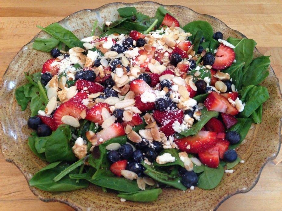 Strawberry & Blueberry Feta Spinach Salad
