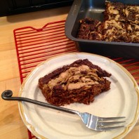 Chocolate Peanut Butter Swirl Pumpkin Protein Brownies